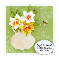Spellbinders Dies - Susan`s Holiday Flora Collection / Daffodil/Narcissus and Antique Vase with Honey Bee